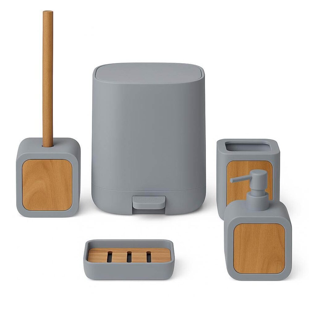 Σετ Αξεσουάρ Μπάνιου 5 Τεμαχίων Με Bamboo GREY BAMBOO
