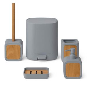 Σετ Αξεσουάρ Μπάνιου 5 Τεμαχίων Με Bamboo GREY BAMBOO