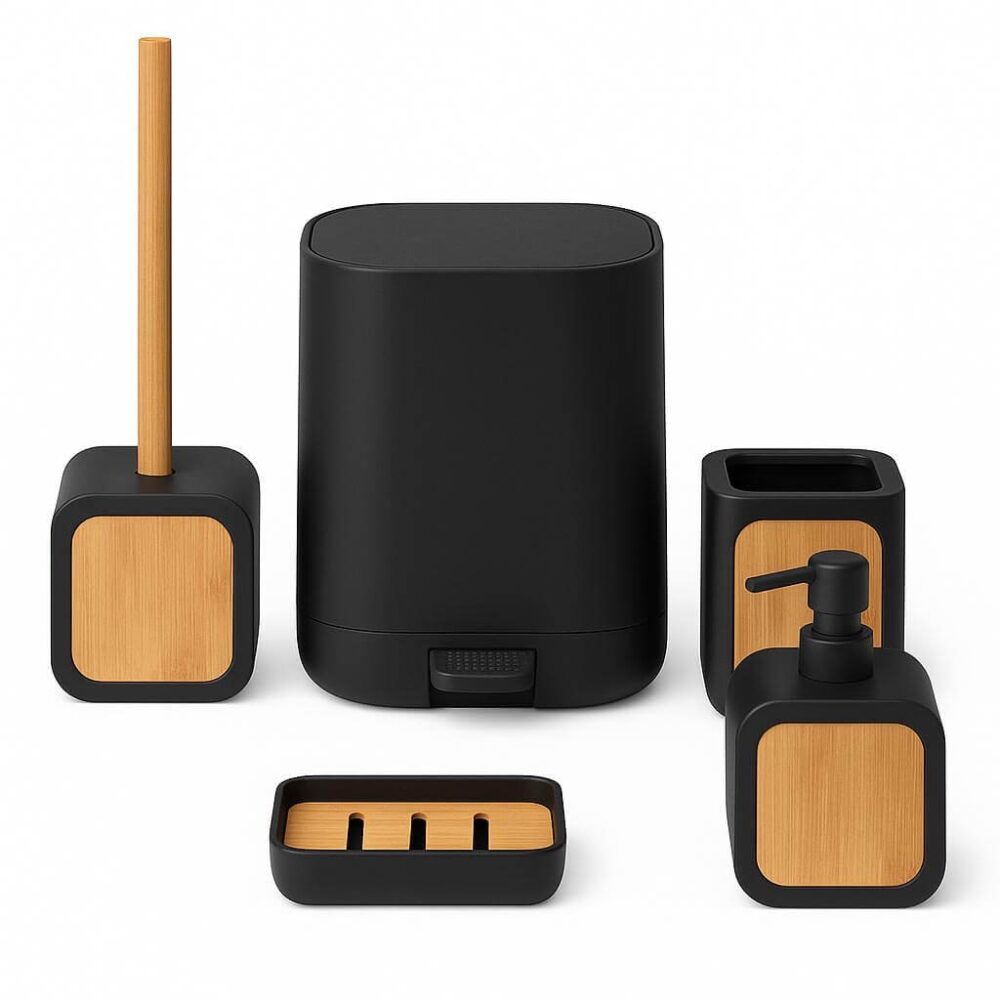 Σετ Αξεσουάρ Μπάνιου 5 Τεμαχίων Με Bamboo : BLACK BAMBOO