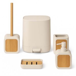 Σετ Αξεσουάρ Μπάνιου 5 Τεμαχίων Με Bamboo BEIGE BAMBOO